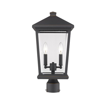 Z-Lite Beacon 2 Light Outdoor Post Mount Fixture, Oil Rubbed Bronze & Clear Beveled 568PHBR-ORB